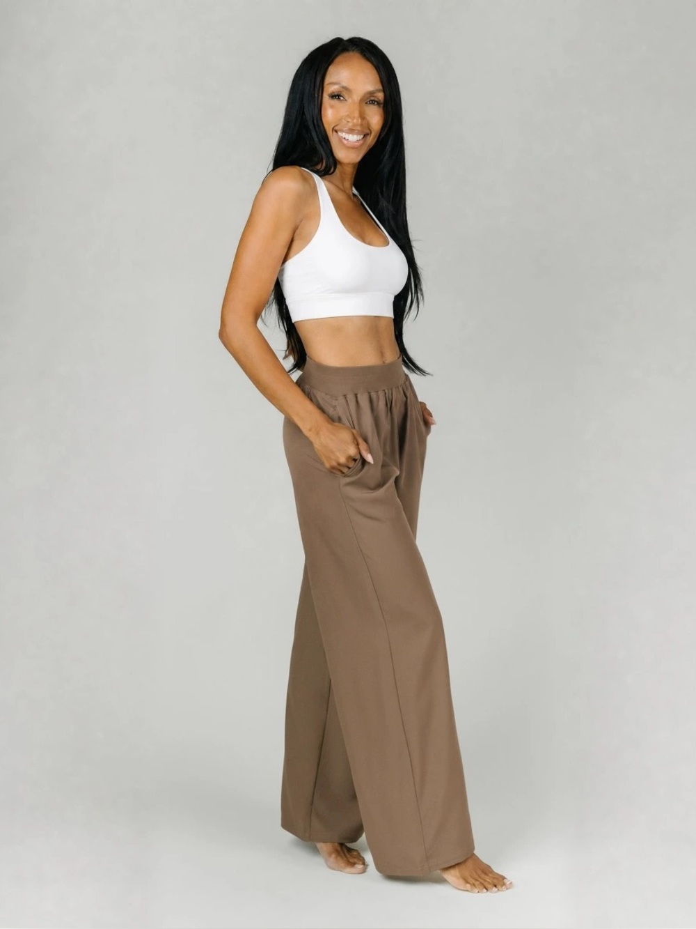 NWT Zyia Active Cocoa Taryn Wide Leg Pants - Picture 3 of 5